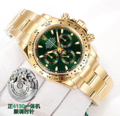 Clean Factory ROLEX Daytona Green Dial Replica with Gold Case 904L Steel 4130 Movement Green Wrist Watch